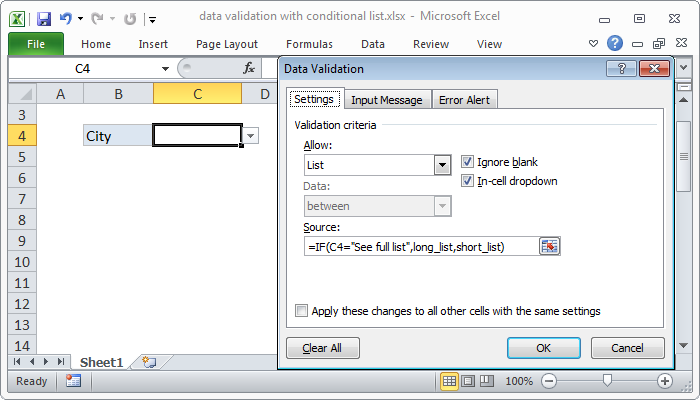 Excel Formula: Data Validation With Conditional List | Exceljet